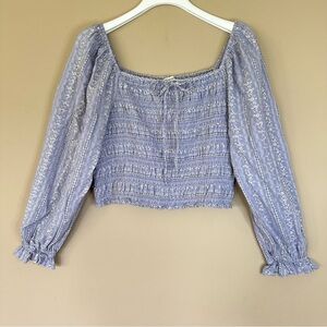 American Eagle Smocked Peasant Top Puff Sleeve Women XL Cottagecore Milkmaid
